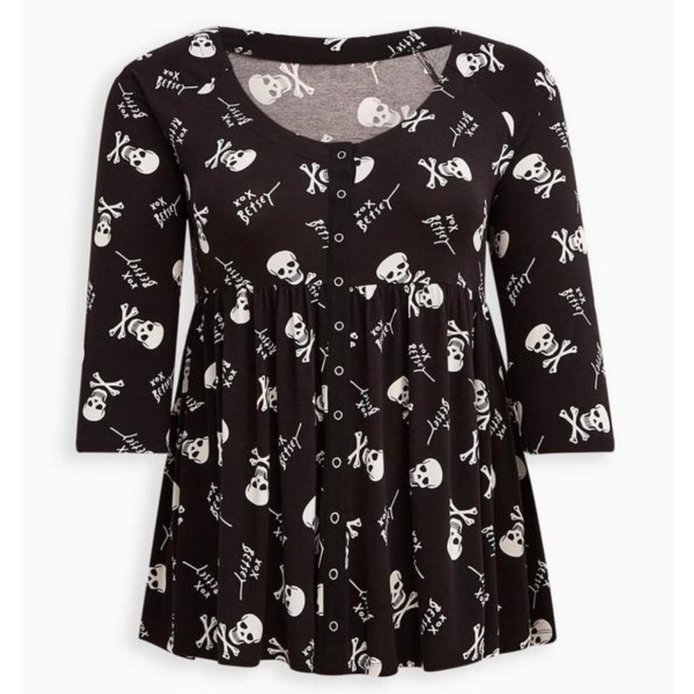 TORRID x Betsey Johnson Babydoll Skull Top